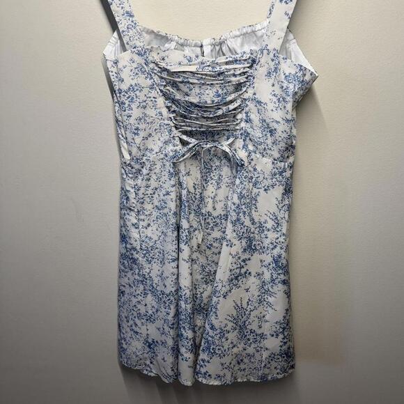 Rihoas Blue Floral Ruched Slip Corset Mini Dress SMALL - Picture 5 of 8